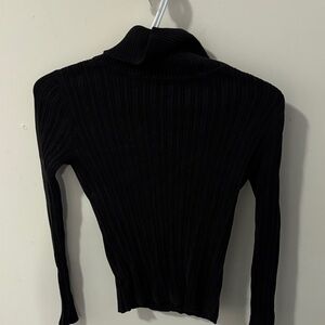 Cherokee Black Ribbed Cowl Neck Sweater